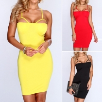 Sexy Backless Hollow Out Solid Color Bodycon Dress
