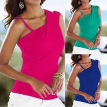 Sexy One-shoulder Solid Color Tops