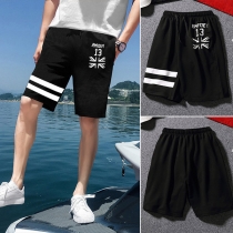 Sports Style Letters Printed Men's Hip-hop Shorts