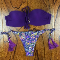 Sexy Push-up Bikini Bra + Printed Briefs Bikini Set
