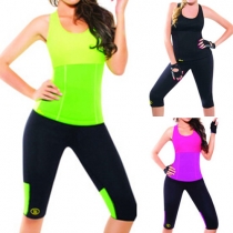 Sexy Solid Color Round Neck Neoprene Tank Tops 