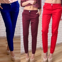 Fashion Solid Color Slim Fit Casual Pants