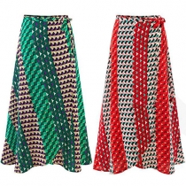 Trendy Printed Gathered Waist Maxi Skirt