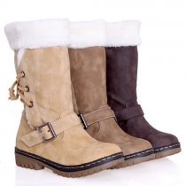 Fashion Round Toe Knee-high Snow Boots