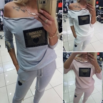 Fashion Casual Knit Off-shoulder Tops And Pants Two-piece Set