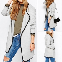 Fashion Solid Color Long Sleeve Lapel Slim Fit Trench Coat