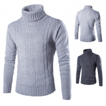Fashion Solid Color Long Sleeve Turtleneck Men's Sweater