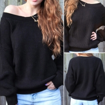 Fashion Solid Color Long Sleeve Round Neck Sweater