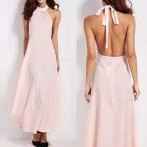 Fashion Elegant Solid Color Off-shoulder Backless Maxi Dress 
