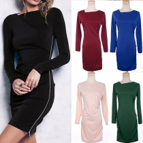 Fashion Sexy Solid Color Knit Bodycon Dress 