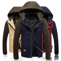 Fashion Casual Splice Color Slim Fit Hoodie Jacket Coat