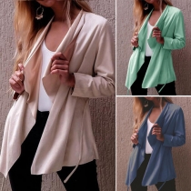 Chic Style Long Sleeve Solid Color Lace-up Cardigan