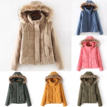 Fashion Candy Solid Color Single-breasted Side Zipper Hoodie Coat 