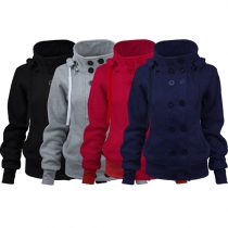 Fashion Double-breasted Attachable Hoodie Coat 