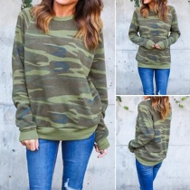 Fashion Casual Camouflage Printed Long Sleeve Round Neck Sweatshirt