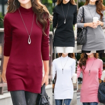 Fashion Solid Color Long Sleeve Slim Fit Tops 