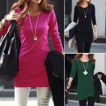 Fashion Solid Color Long Sleeve Slim Fit  Tops 