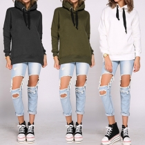 Casual Style Long Sleeve Solid Color Hoodies