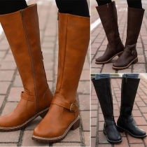 Fashion Solid Color Pointed Toe Short Flat Martin Boots