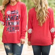 Fashion Casual All-match Letters Printed Long Sleeve Tops 
