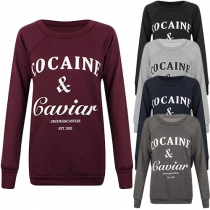 Fashion Casual Letters Printed Round Neck Long Sleeve Sweatshirt 
