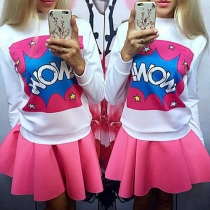 Chic Style Letters Printed Long Sleeve Round Neck Sweatshirt