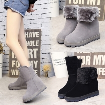 Fashion Solid Color Round Toe Short Martin Boots 