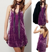 Fashion Solid Color Sleeveless Gauze Sling Dress 
