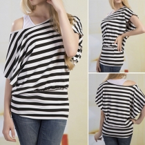 Fashion Dolman Sleeve Striped T-shirt + Tank Top Two-piece Set