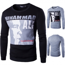 Fashion Letters Printed Long Sleeve Round Neck Men's Sweatshirt