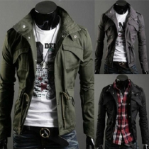 Fashion Solid Color Long Sleeve Stand Collar Men's Jacket