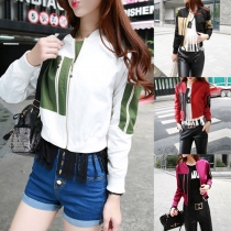 Fashion Casual Stand Collar Long Sleeve Slim Fit Short Baseball Jacket