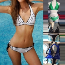 Fashion Sexy Wave Two-piece Halter Bikini Set 