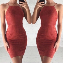 Fashion Sexy Solid Color Sleeveless Camisole Sheath Dress 