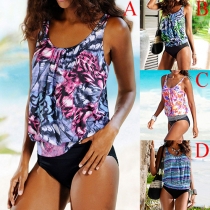 Fashion Sexy Floral Printed One-piece Swimsuit 