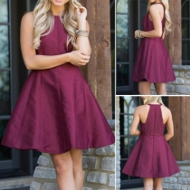 Fashion Elegant Solid Color Sleeveless Dress 
