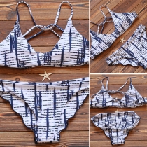 Fashion Sexy Printed Bandage Two-piece Bikini Swimsuit 