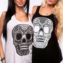 Fashion Skull Head Printed Relaxed-fit Tank Tops