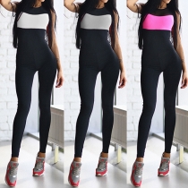 Sexy Backless Sleeveless Contrast Color Sports Jumpsuits