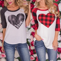 Fashion Heart Printed Half Sleeve Round Neck T-shirt