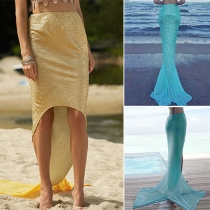 Fashion High Waist Irregular Fishtail Hem Skirt