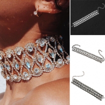 Fashion Rhinestone Hollow Out Choker Necklace