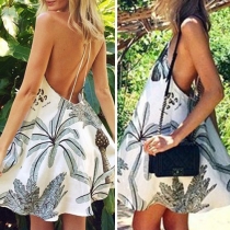 Sexy Backless Printed Cami Dress