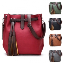 Retro Style Tassel Pendant Contrast Color Shoulder Messenger Bag