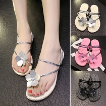 Fashion Flower Shape Flat Heel Flip Flop Style Thong Sandals