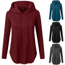 Fashion Solid Color Long Sleeve Casual Hoodie 
