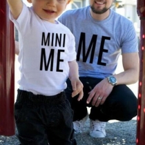 Cute Letters Printed Short Sleeve Round Neck Father-son T-shirt