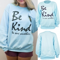 Casual Style Letters Printed Long Sleeve Round Neck Sweatshirt 