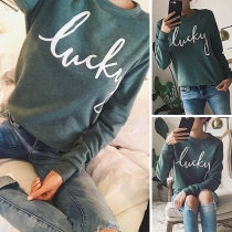 Simple Style Letters Printed Long Sleeve Round Neck Casual Sweatshirt