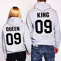 Fashion Letters Printed Long Sleeve Couple Hoodie